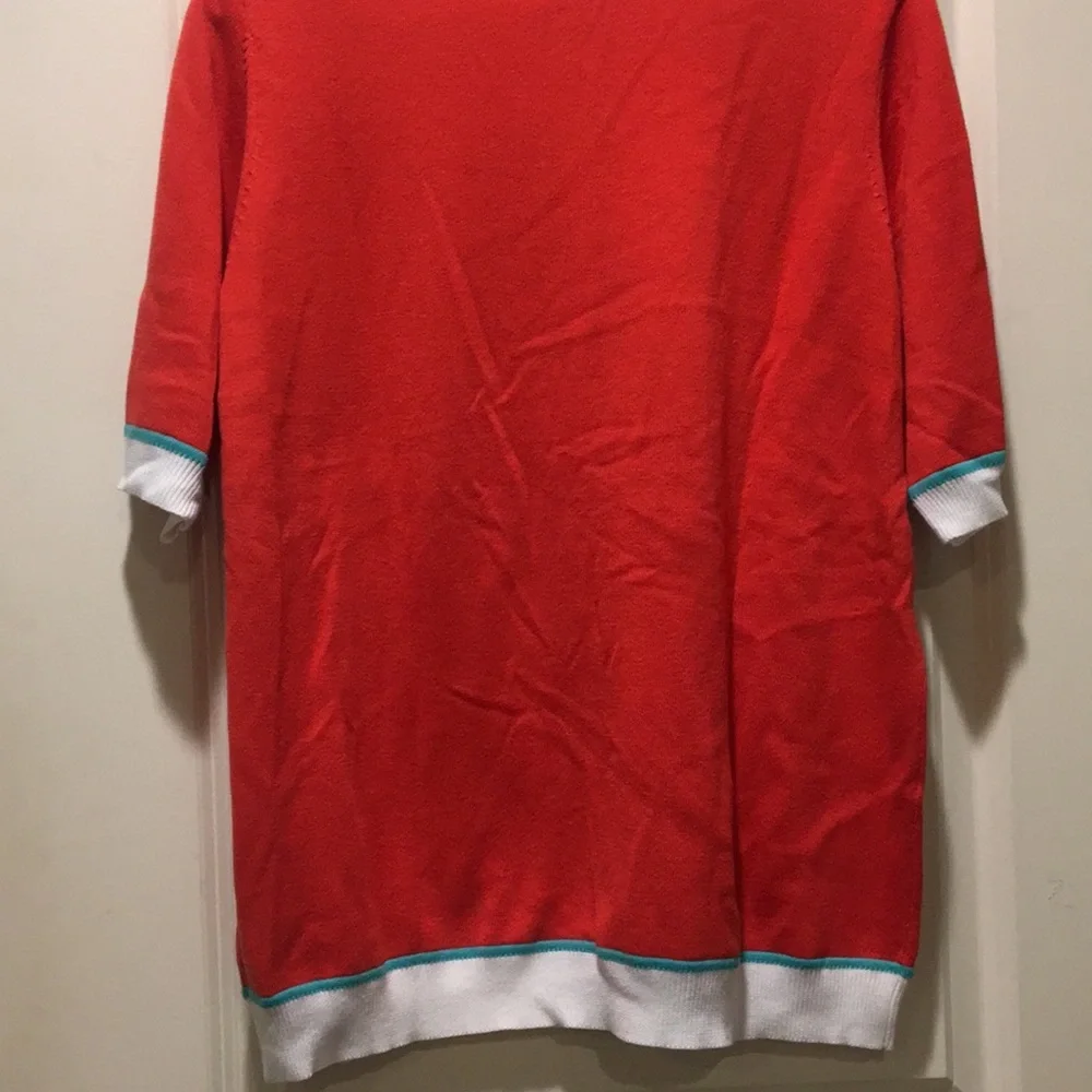 Like New!Bob Mackie Wearable Art ButtonDown short sleeve floral preppy sweater M - Picture 4 of 8